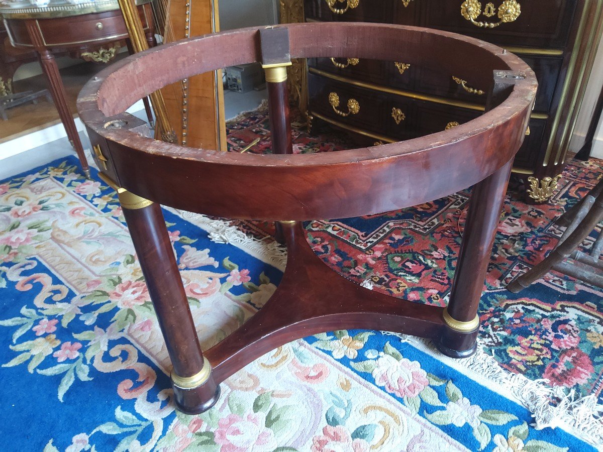 Empire Period Pedestal Table In Mahogany With Black Belgian Marble Top-photo-6